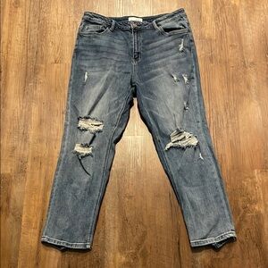 Vervet by Flying Monkey Dreamland Distressed Boyfriend Jeans Women's 32